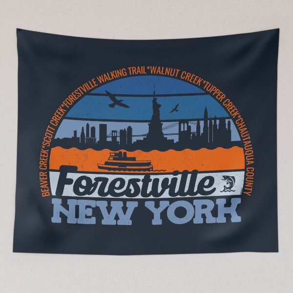 Item preview, Forestville New York Sunset Retro Vintage Local Pride Logo designed and sold by CRHPOD20.