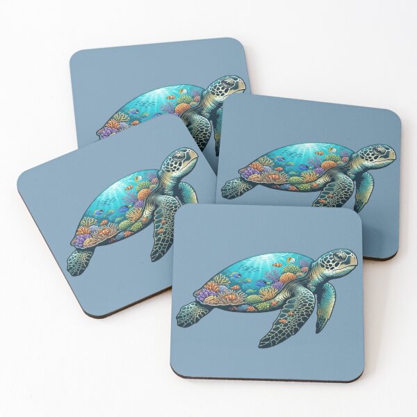 Item preview, Green Sea Turtle Double Exposure Coral Reef Design  designed and sold by BirdsnStuff.