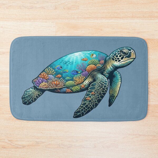 Item preview, Green Sea Turtle Double Exposure Coral Reef Design  designed and sold by BirdsnStuff.