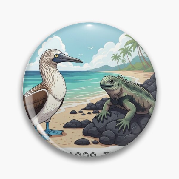 Item preview, Galapagos Traveler Sticker – Cute Tropical Wildlife Beach Illustration designed and sold by Modefissi.