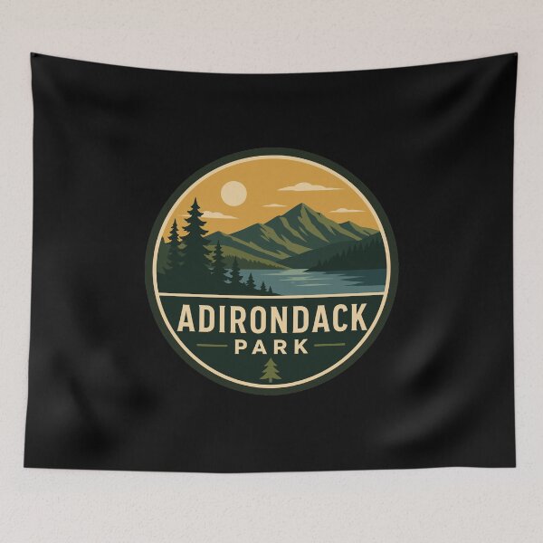 Item preview, Adirondack Park in New York, Vintage Travel Art Circle Emblem designed and sold by MaateoDesign.