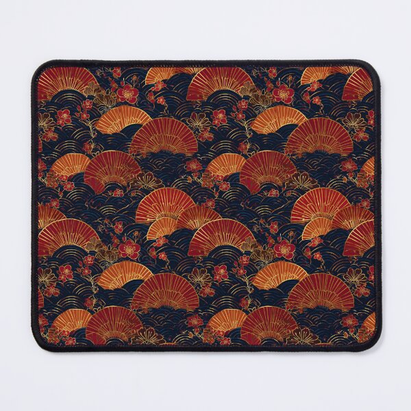 Item preview, Traditional Japanese Fan Sakura Wave Pattern Art designed and sold by NicolasGlowArt.