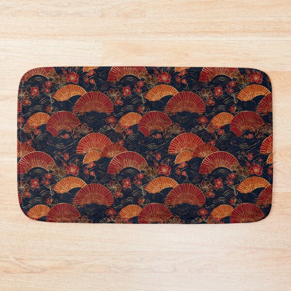 Item preview, Traditional Japanese Fan Sakura Wave Pattern Art designed and sold by NicolasGlowArt.