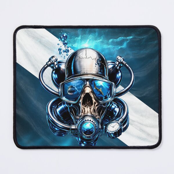Item preview, Deep Sea Diver Skull Shark Reflection Underwater Design designed and sold by artistwill.