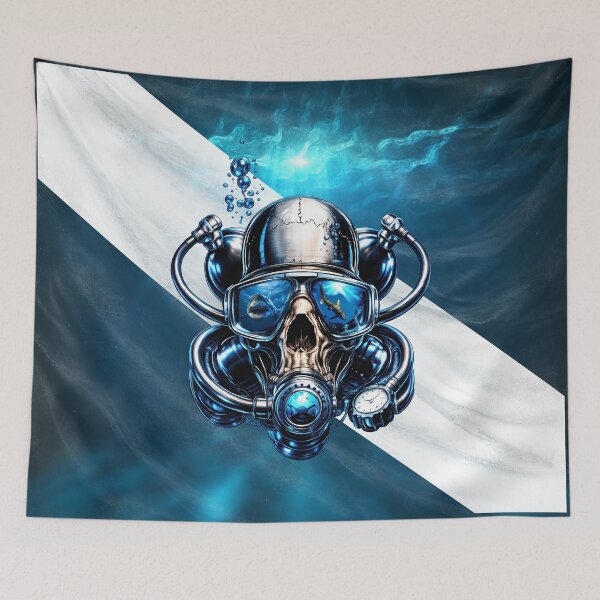 Item preview, Deep Sea Diver Skull Shark Reflection Underwater Design designed and sold by artistwill.