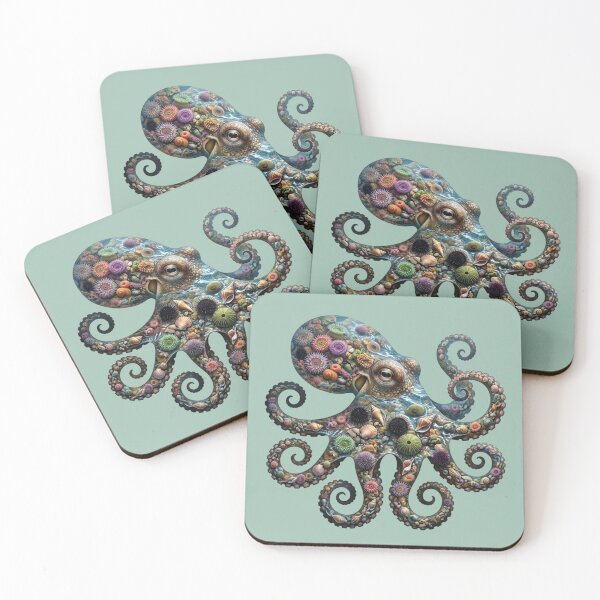 Item preview, Octopus Double Exposure Tide Pool Ocean Nature Design designed and sold by BirdsnStuff.
