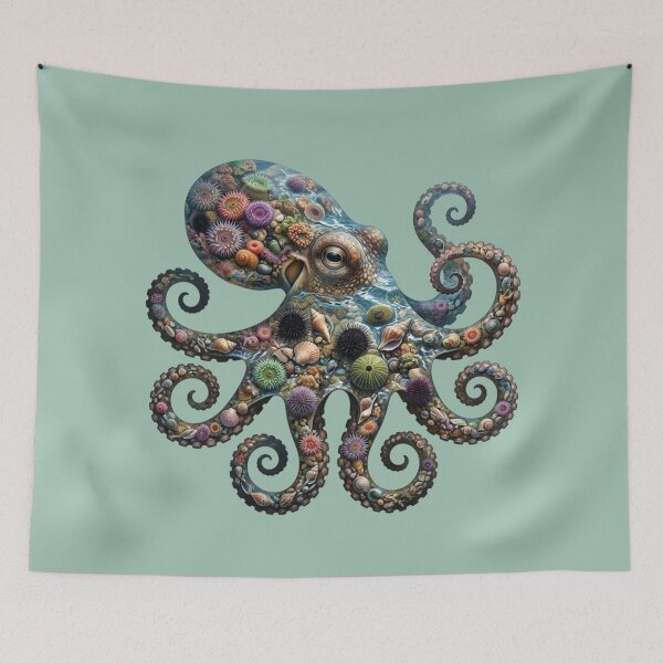 Item preview, Octopus Double Exposure Tide Pool Ocean Nature Design designed and sold by BirdsnStuff.