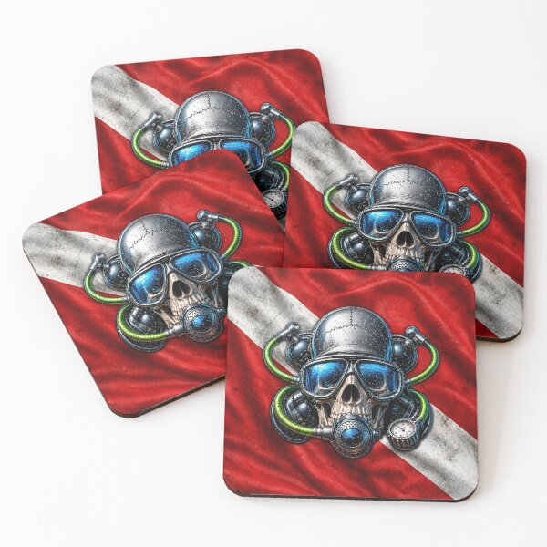 Item preview, Diver Down Skull Scuba Diving Flag Design designed and sold by artistwill.