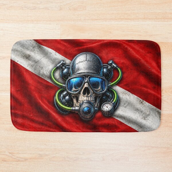 Item preview, Diver Down Skull Scuba Diving Flag Design designed and sold by artistwill.