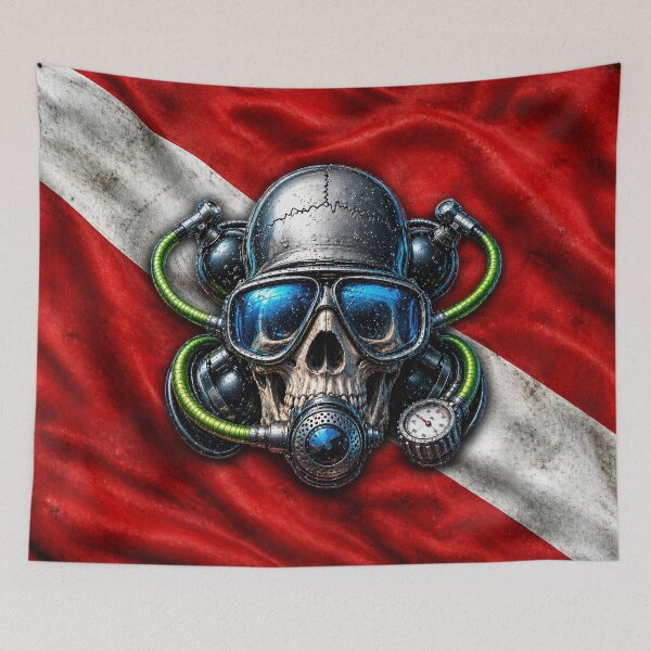 Item preview, Diver Down Skull Scuba Diving Flag Design designed and sold by artistwill.
