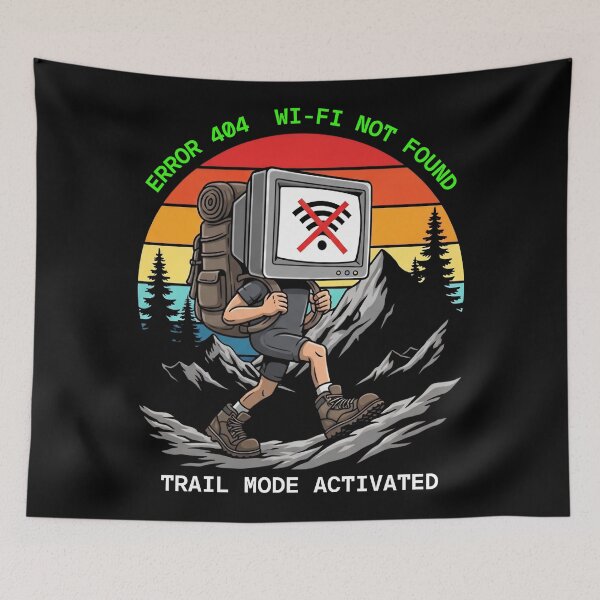 Item preview, Error 404 Wi-Fi Not Found Hiking Geek designed and sold by The Midnight Archive.