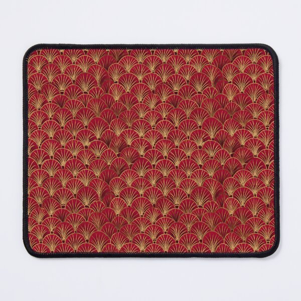 Item preview, Art Deco Fan Pattern Red Gold Vintage Style designed and sold by NicolasGlowArt.