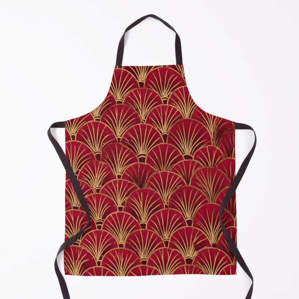 Item preview, Art Deco Fan Pattern Red Gold Vintage Style designed and sold by NicolasGlowArt.