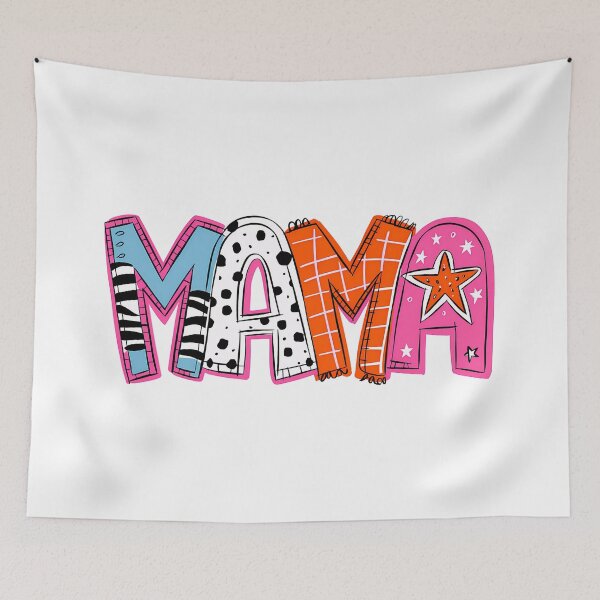 Item preview, Groovy Retro Mama - Colorful Leopard Floral Doodle Typography designed and sold by Krasnovaovaova.