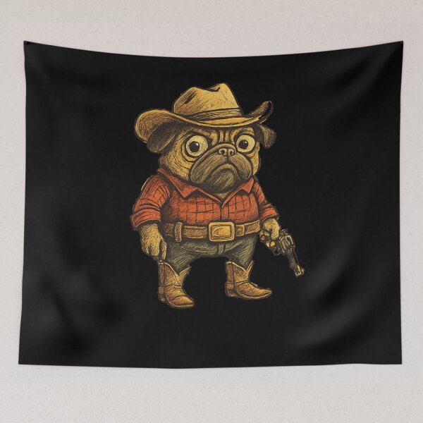 Item preview, Cowboy Pug Western Character Illustration designed and sold by SiarheiYur.