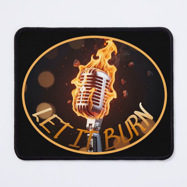 Item preview, Flaming Vintage Microphone – Fiery Music Performance Retro Mic Art designed and sold by CrimsonChords.