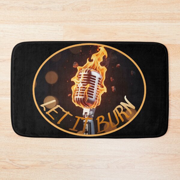 Item preview, Flaming Vintage Microphone – Fiery Music Performance Retro Mic Art designed and sold by CrimsonChords.