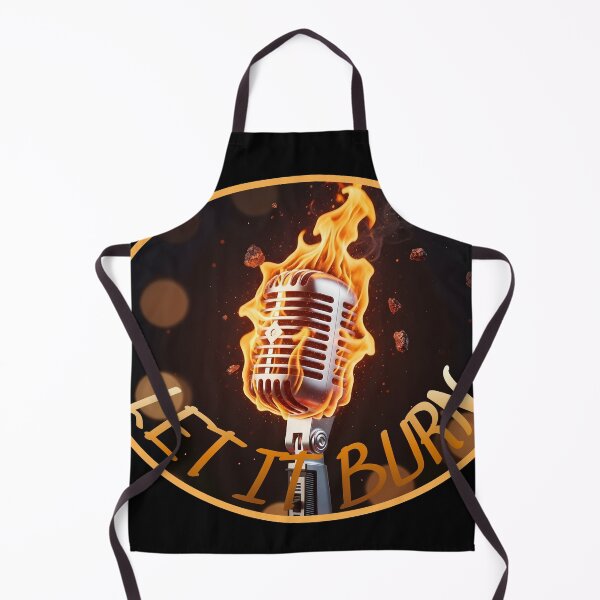 Item preview, Flaming Vintage Microphone – Fiery Music Performance Retro Mic Art designed and sold by CrimsonChords.