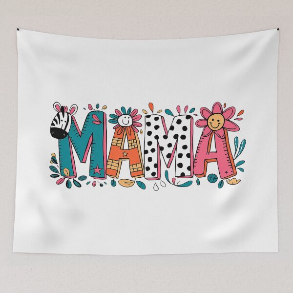 Item preview, Groovy Retro Mama - Colorful Leopard Floral Doodle Typography designed and sold by Krasnovaovaova.