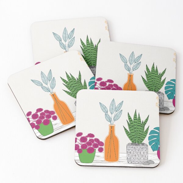 Item preview, Colorful Potted Plants Modern Line Illustration designed and sold by PixorStudio.