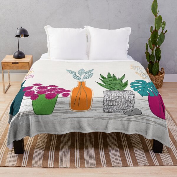 Item preview, Colorful Potted Plants Modern Line Illustration designed and sold by PixorStudio.