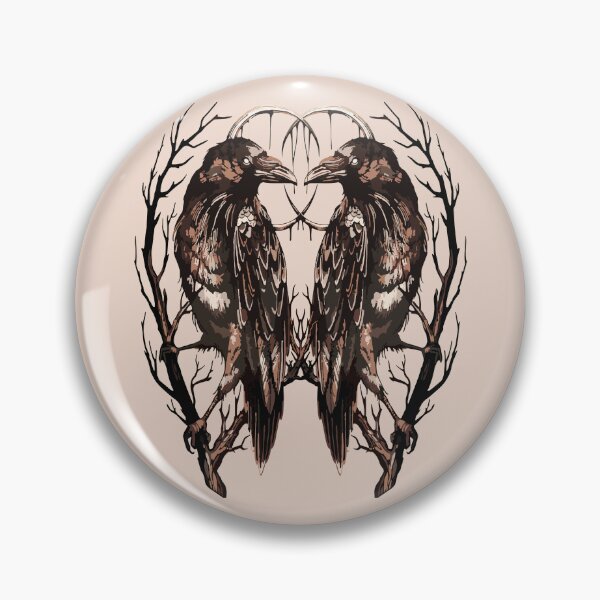 Item preview, Twin Ravens Gothic Crescent Moon Dark Art designed and sold by RamyGallery.