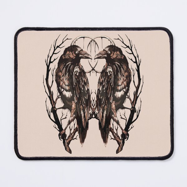 Item preview, Twin Ravens Gothic Crescent Moon Dark Art designed and sold by RamyGallery.