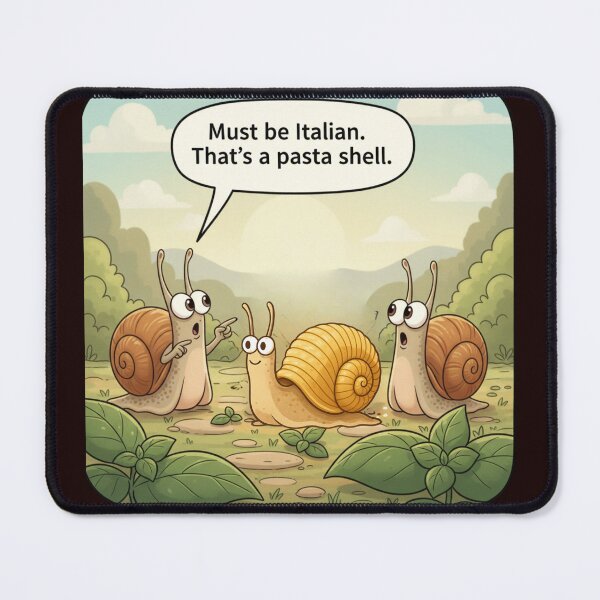 Item preview, Must Be Italian – Funny Snail Pasta Shell Pun designed and sold by NapoliApparel.