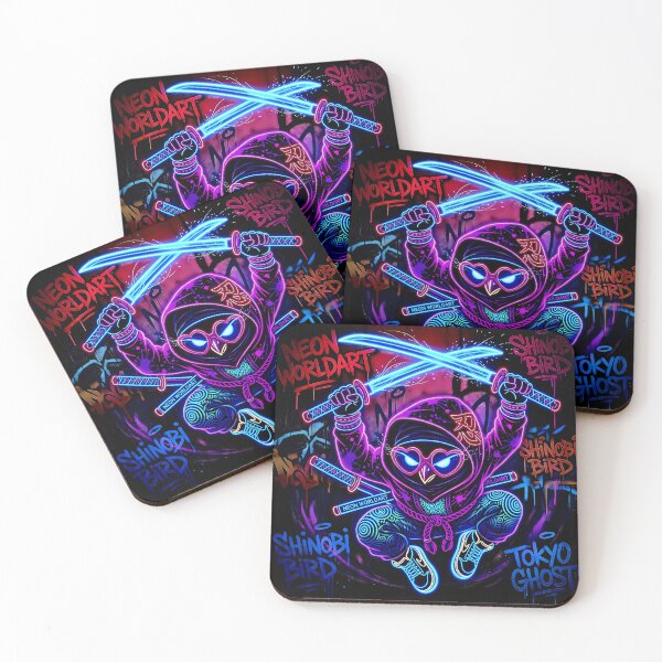 Item preview, Ninja Warrior Chicken with Swords | Neon Samurai Street Art designed and sold by Cyber-ART-Studio.