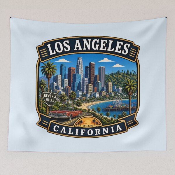 Item preview, Los Angeles, California - Coastal Skyline designed and sold by Myra365Art.