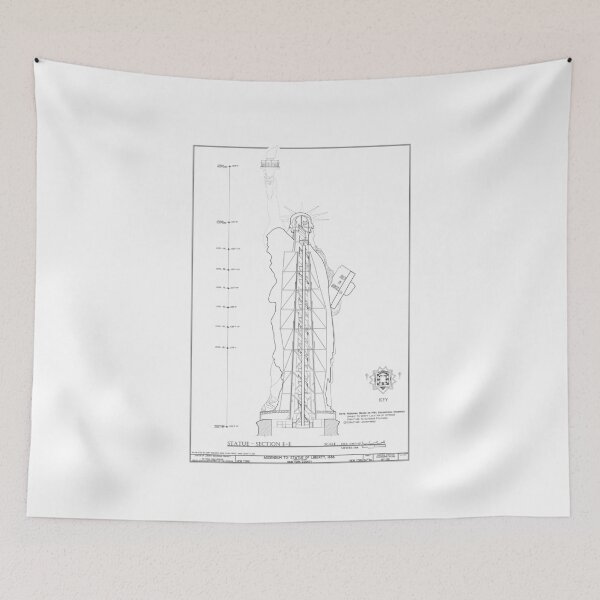 Item preview, Statue of Liberty Engineering Blueprint - Technical Schematic Art designed and sold by Krasnovaovaova.