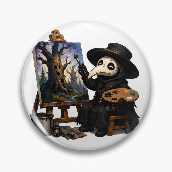 Item preview, Spooky Cute Plague Doctor Painting Creepy Big Trees designed and sold by designsbyhw.