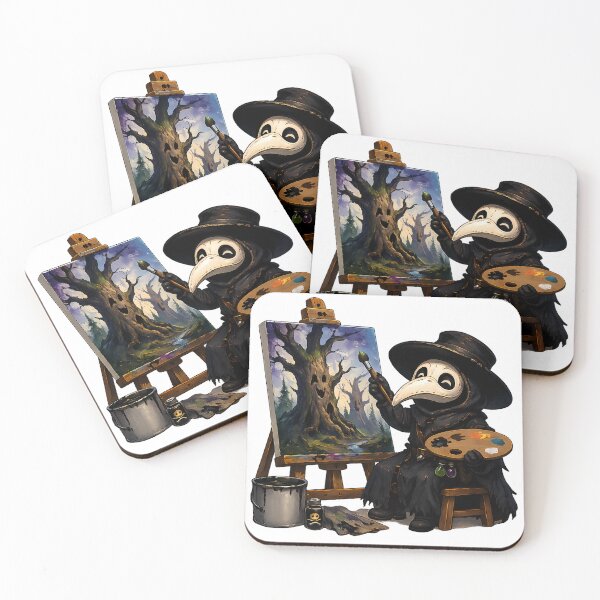 Item preview, Spooky Cute Plague Doctor Painting Creepy Big Trees designed and sold by designsbyhw.