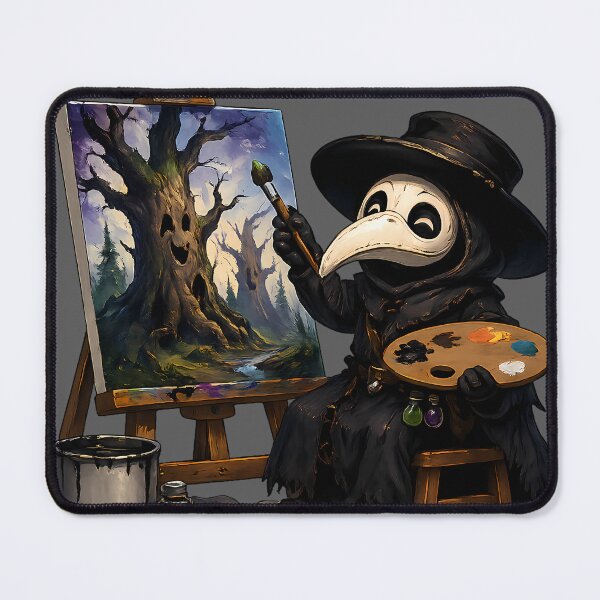 Item preview, Spooky Cute Plague Doctor Painting Creepy Big Trees designed and sold by designsbyhw.