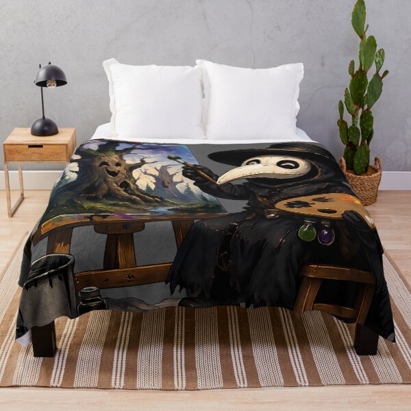 Item preview, Spooky Cute Plague Doctor Painting Creepy Big Trees designed and sold by designsbyhw.
