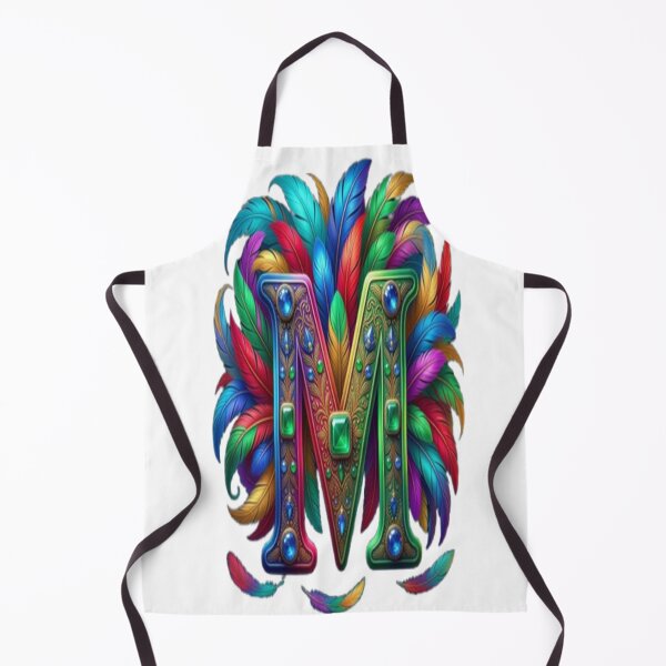 Item preview, Vibrant Peacock Spirit Letter M: Colorful Plume Monogram with Rainbow Gemstones designed and sold by KalamAura.