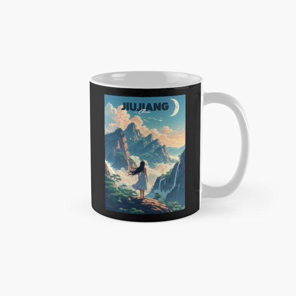 Item preview, Anime Girl Contemplating Lushan Mountain Golden Hour Dreamy 2D Landscape designed and sold by JacksoonLester.