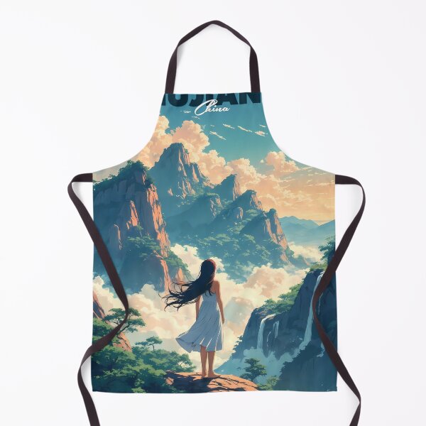 Item preview, Anime Girl Contemplating Lushan Mountain Golden Hour Dreamy 2D Landscape designed and sold by JacksoonLester.