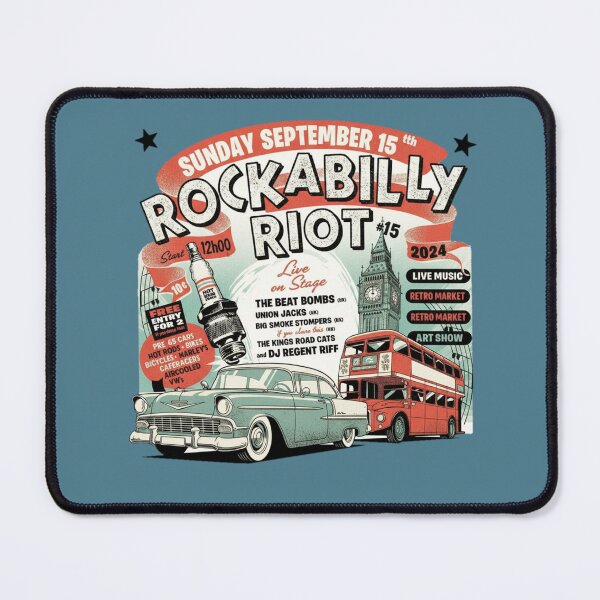 Item preview, Rockabilly Riot Poster – Retro Rock ’n’ Roll Rebellion Vintage Style designed and sold by ObsidianUruk.