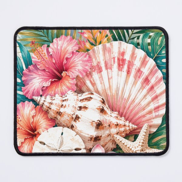Item preview, Tropical Seashell & Hibiscus Art | Coastal Beach Aesthetic | Starfish Sand Dollar Design | Summer Ocean Vibes designed and sold by The Salted Lime Cape Cod .