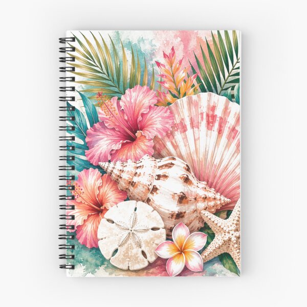 Item preview, Tropical Seashell & Hibiscus Art | Coastal Beach Aesthetic | Starfish Sand Dollar Design | Summer Ocean Vibes designed and sold by The Salted Lime Cape Cod .