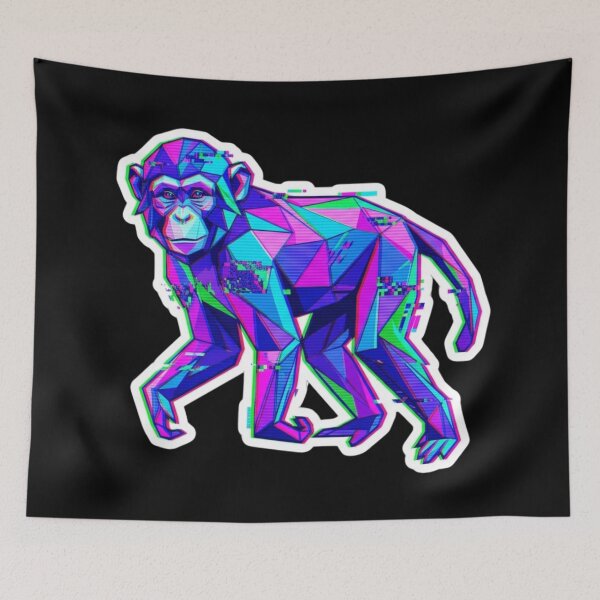 Item preview, Geometric Glitch Monkey Sticker – Cyberpunk Ape Decal for Digital Art Lovers designed and sold by bsbd-action.