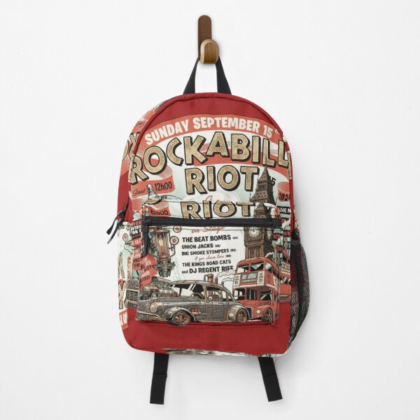 Item preview, Rockabilly Riot Vintage Poster T-Shirt | Retro 50s Rock & Roll Steampunk Car Design | Classic Americana Rockabilly Art designed and sold by ObsidianUruk.