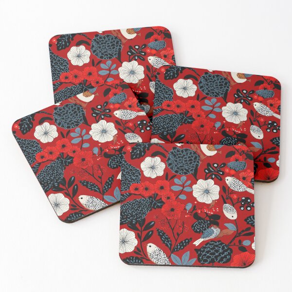 Item preview, Scandinavian Folk Art Bird Floral Pattern designed and sold by NicolasGlowArt.