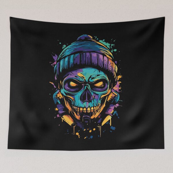 Item preview, Neon Skull with Beanie Street Art Graffiti Pop designed and sold by RamyGallery.