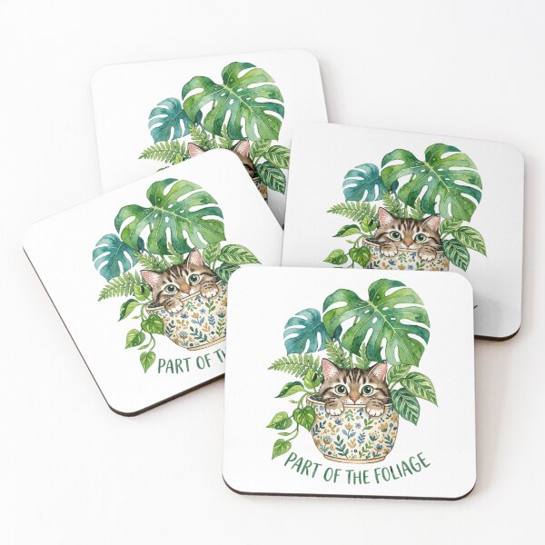 Item preview, Part of the Foliage - Watercolor Cat and Plants Art designed and sold by NativeHue Oficial.