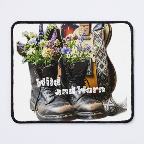 Item preview, Wild and Worn – Vintage Boots with Flowers & Guitar Aesthetic designed and sold by CrimsonChords.