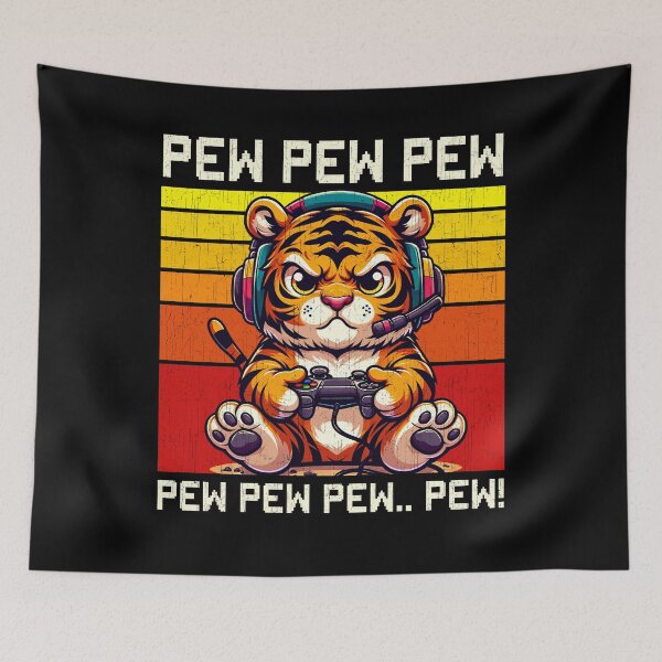 Item preview, Funny Tiger Vintage Gamer Videogames Pew Zoo Boys Girls Kids designed and sold by rafaeltto.