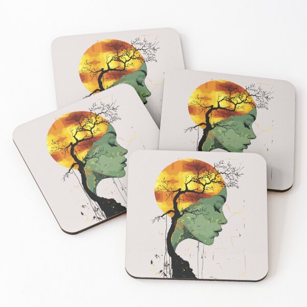 Item preview, Woman Tree Silhouette Golden Moon Mystical Art designed and sold by RamyGallery.