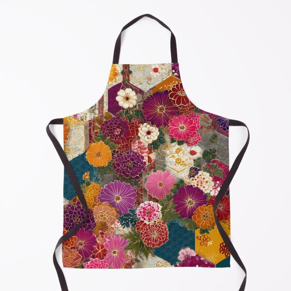 Item preview, Vibrant Japanese Floral Hexagon Patchwork Pattern designed and sold by NicolasGlowArt.